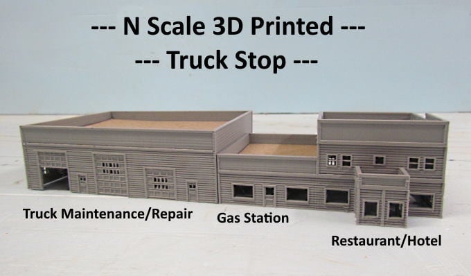 N Scale Truck Stop with a Restaurant and Hotel....