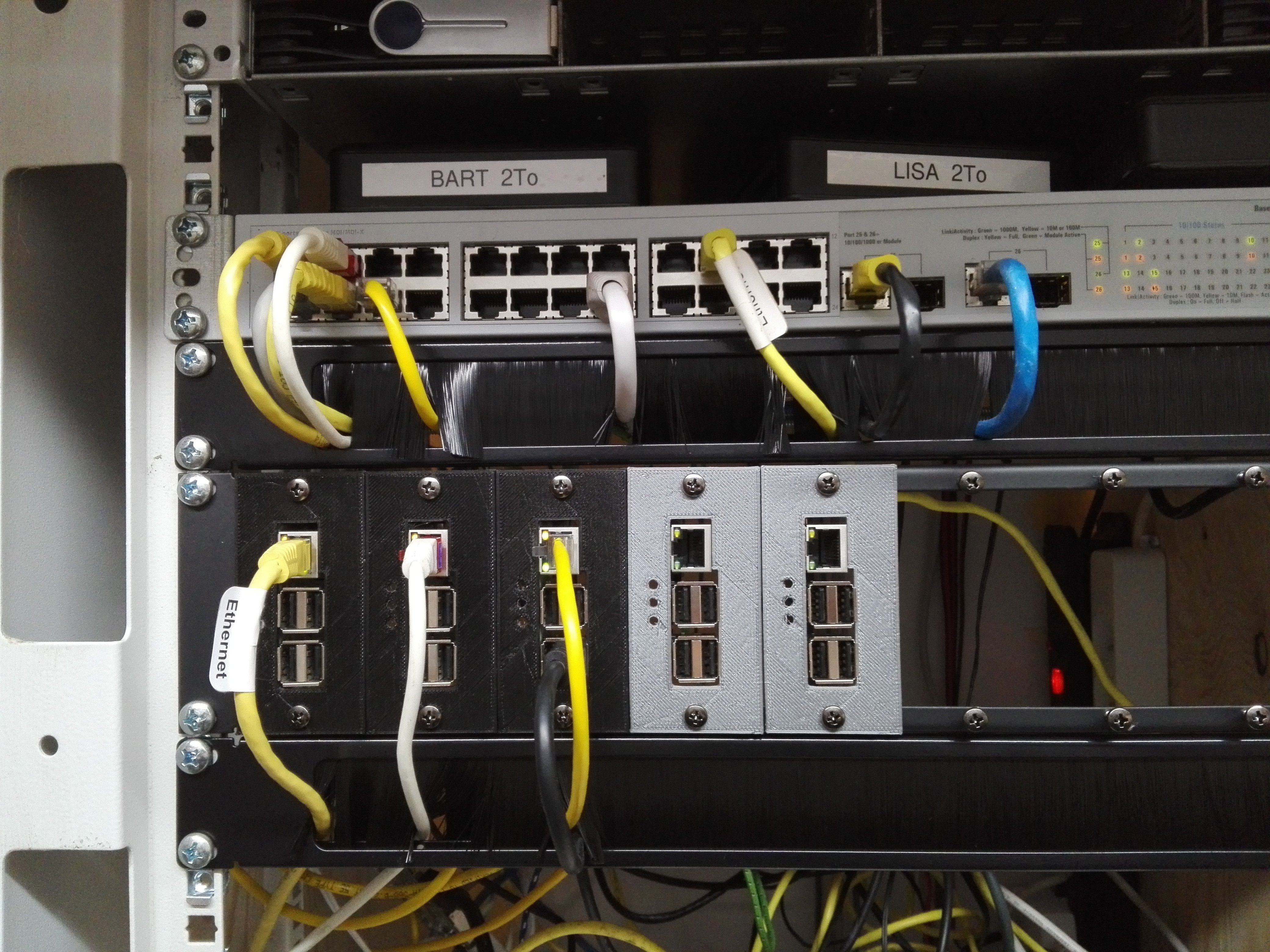 Rack for Raspberry Pi 0, 1B, B+, 2 and 3 on a modular system 19" 2U