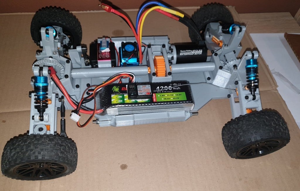 4WD RC car with printable differential