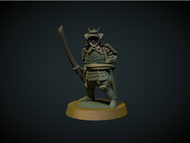 Image of Samurai in armor 28mm (no supports needed)