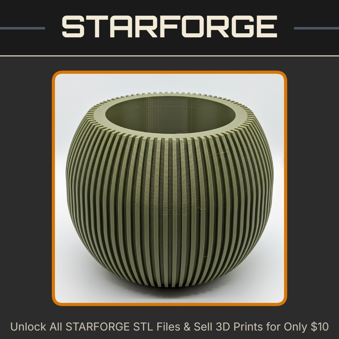 Elegant Ribbed Round Planter for Modern Indoor Decor Vase Mode StarForge Kits 3D Print STL File