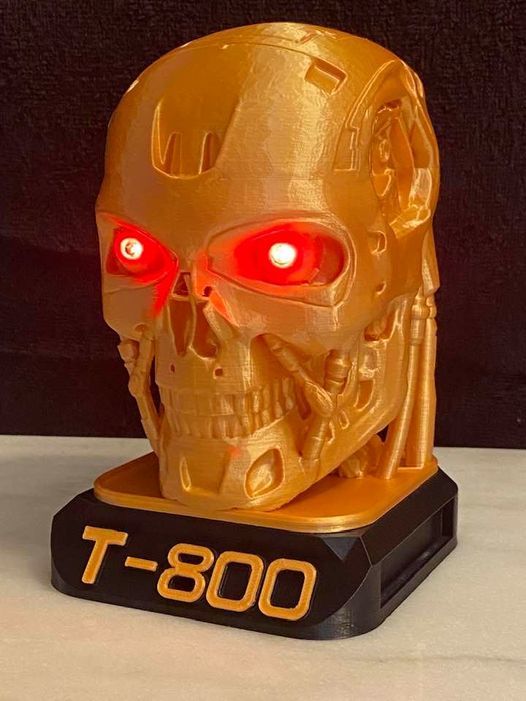 T800 Terminator Exoskull w/ 5mm LED Eyes with new base