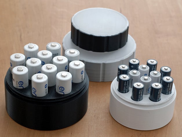 Battery Cases for 12 AA or 12 AAA Batteries. With Screw-Caps.