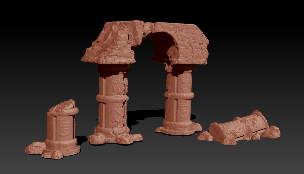 Tabletop gaming scatter terrain ruins arch pillar