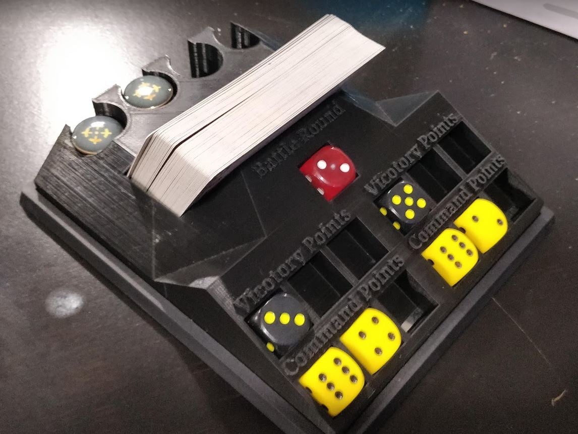 Warhammer 40k battle tracker with token and card slots - tablewar case compatible