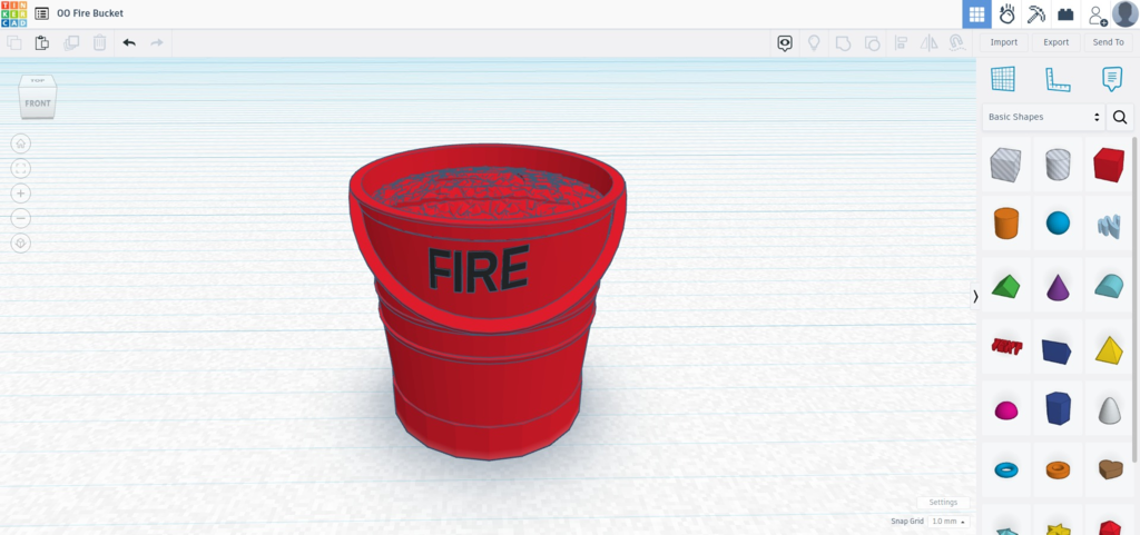 OO scale fire bucket with sand