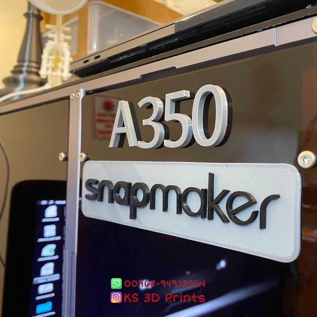 Snapmaker nameplate for A350 enclosure 