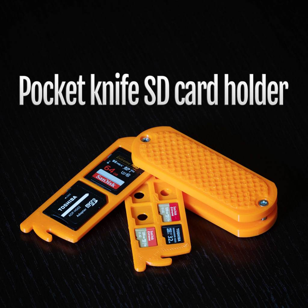 Compact "pocket knife" SD/microSD card holder