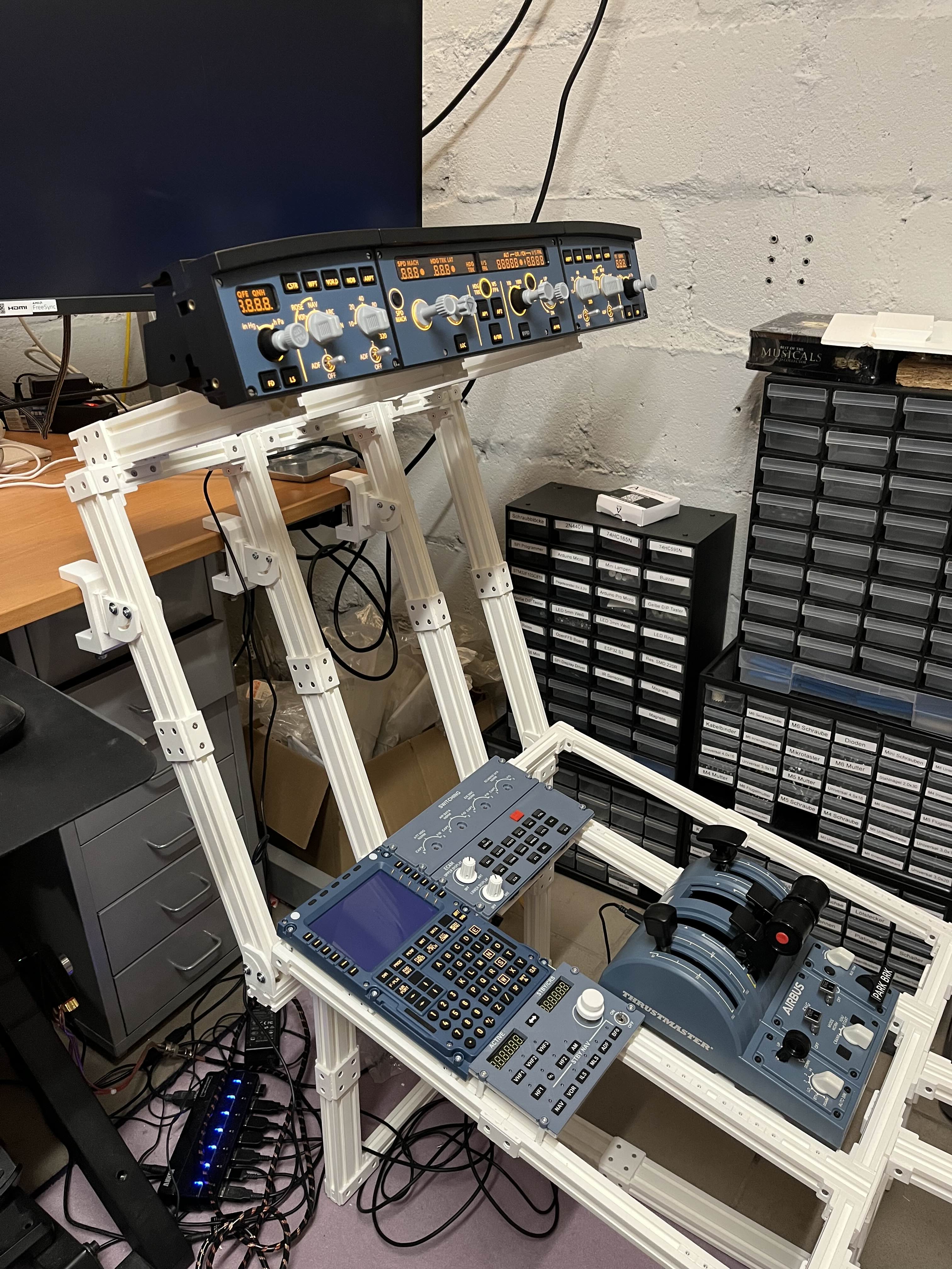 A320 Cockpit Stand made of 3d printed construction profiles