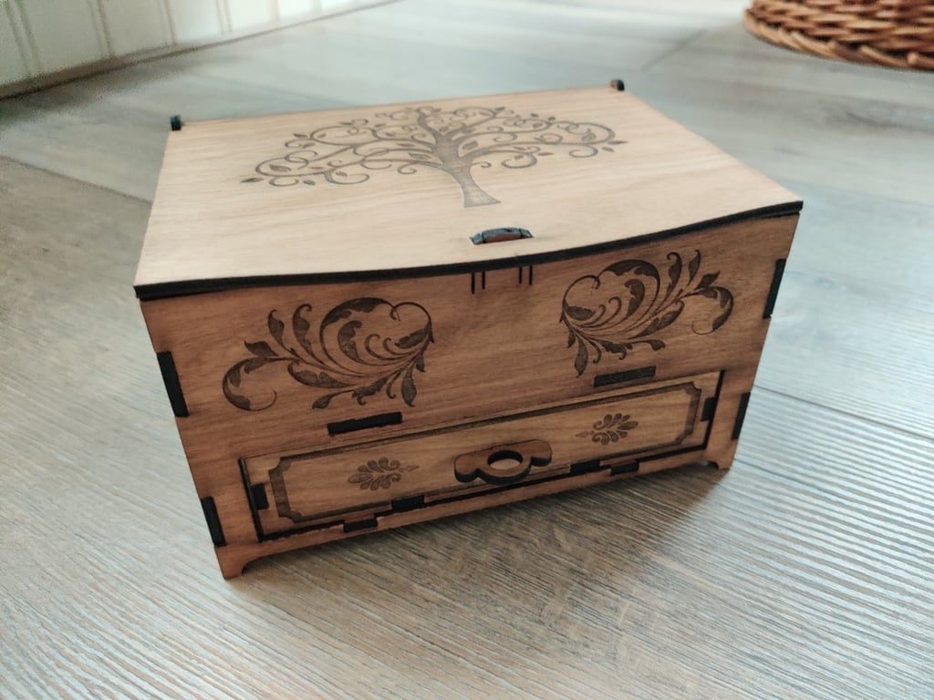 Jewelry box with drawer, laser cut
