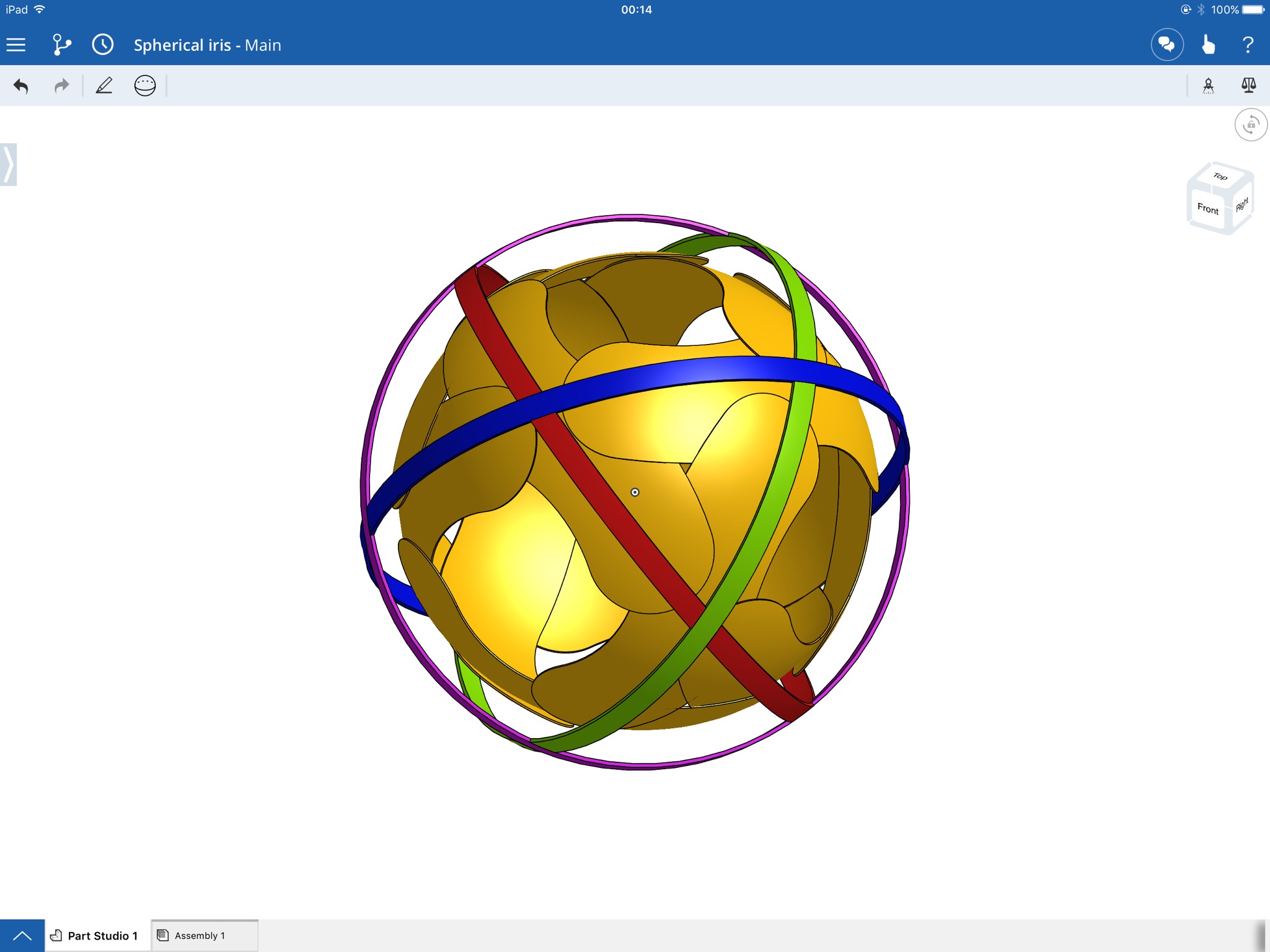 Spherical iris diaphragm ball sculpture