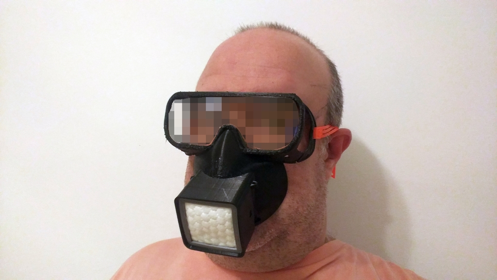 Reusable respirator face fitting mask with eyes protection. For HEPA or any other DIY filter