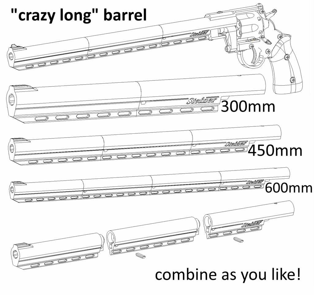 Prop Gun | Revolver - Single Action | variable length barrel