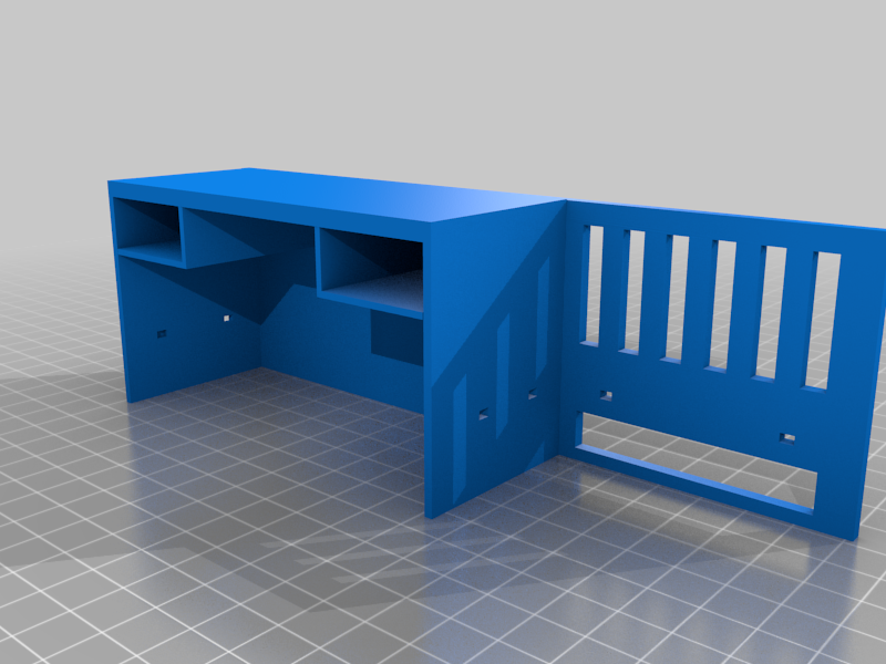 L-shaped double bunk with desk for dolls 1:12 scale