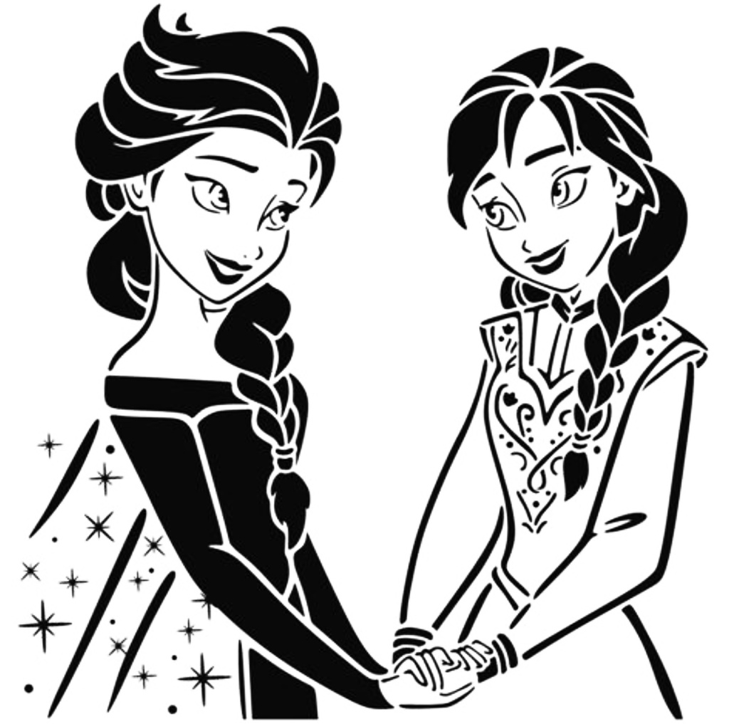 Anna and Elsa stencil 3