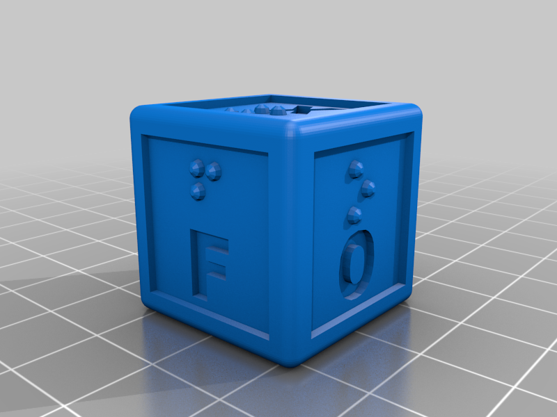 Braille Boggle letter cubes with tray