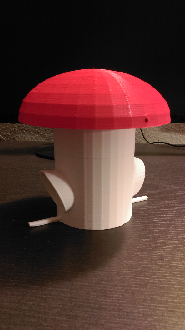 bird seed house in mushroom shape