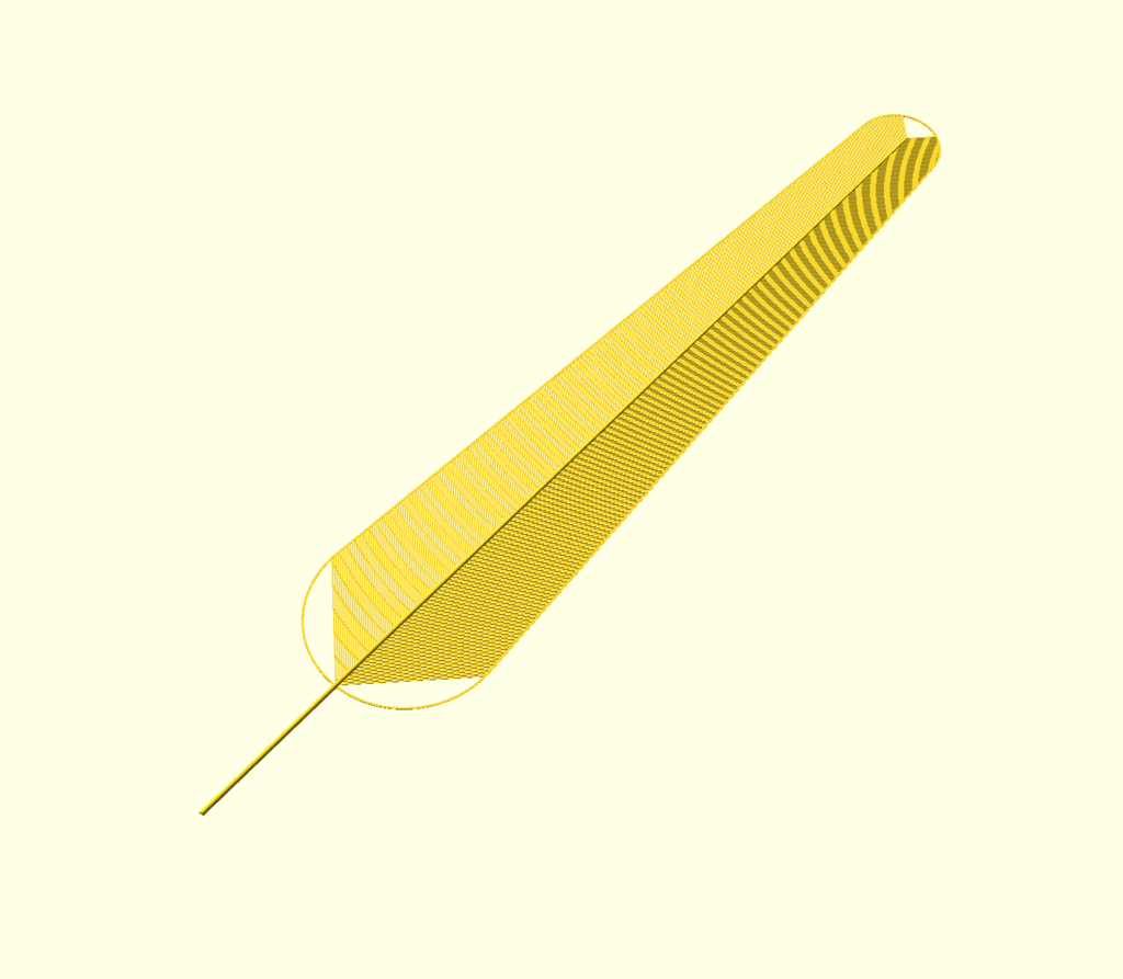 Parametric feather cleaned up SCAD