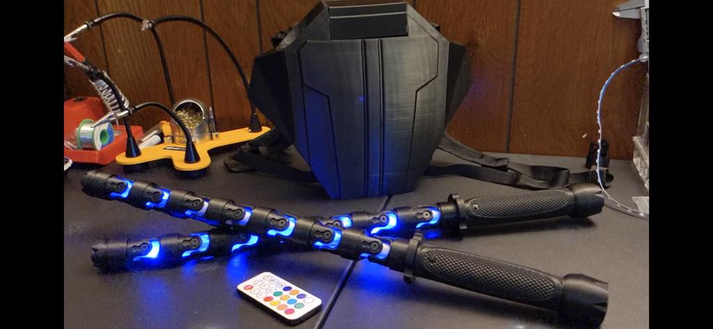Functional Black Widow Batons: smart LEDs + Magnetic Staff