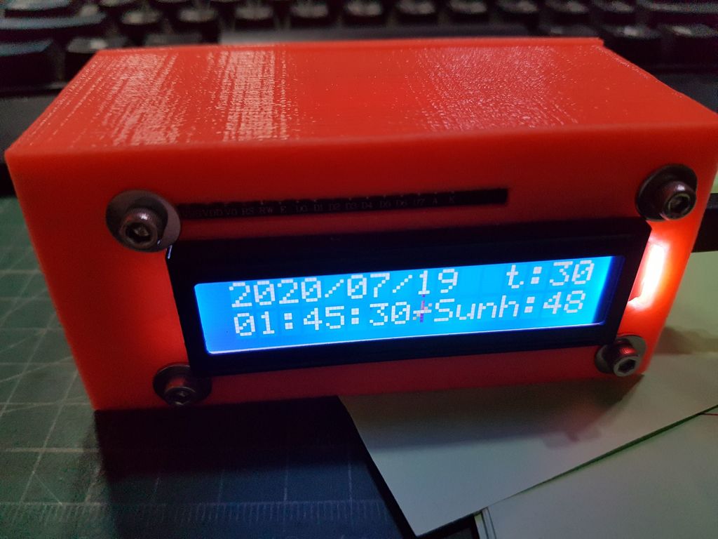wifi clock (nodeMCU+LCD1602+dht11+3d printing box)