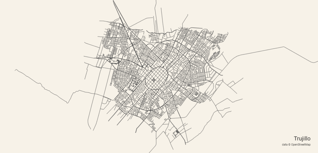 Mapa de Trujillo, Peru en 3D (CITY ROADS)