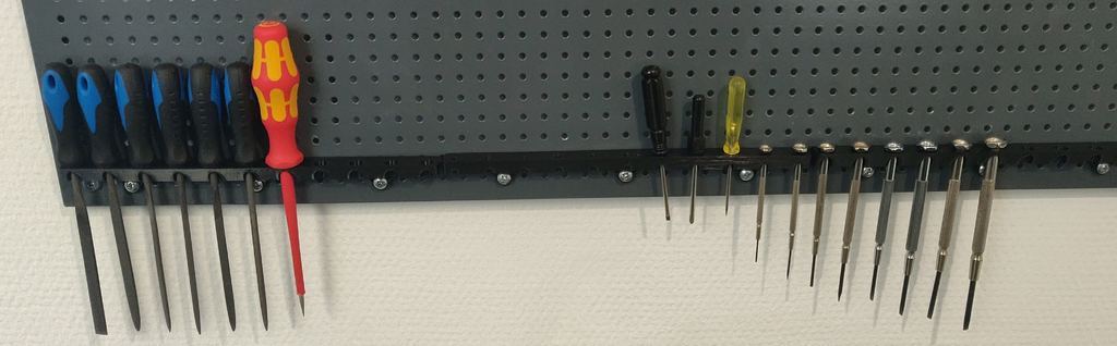 Pegboard holder for screwdrivers and small files