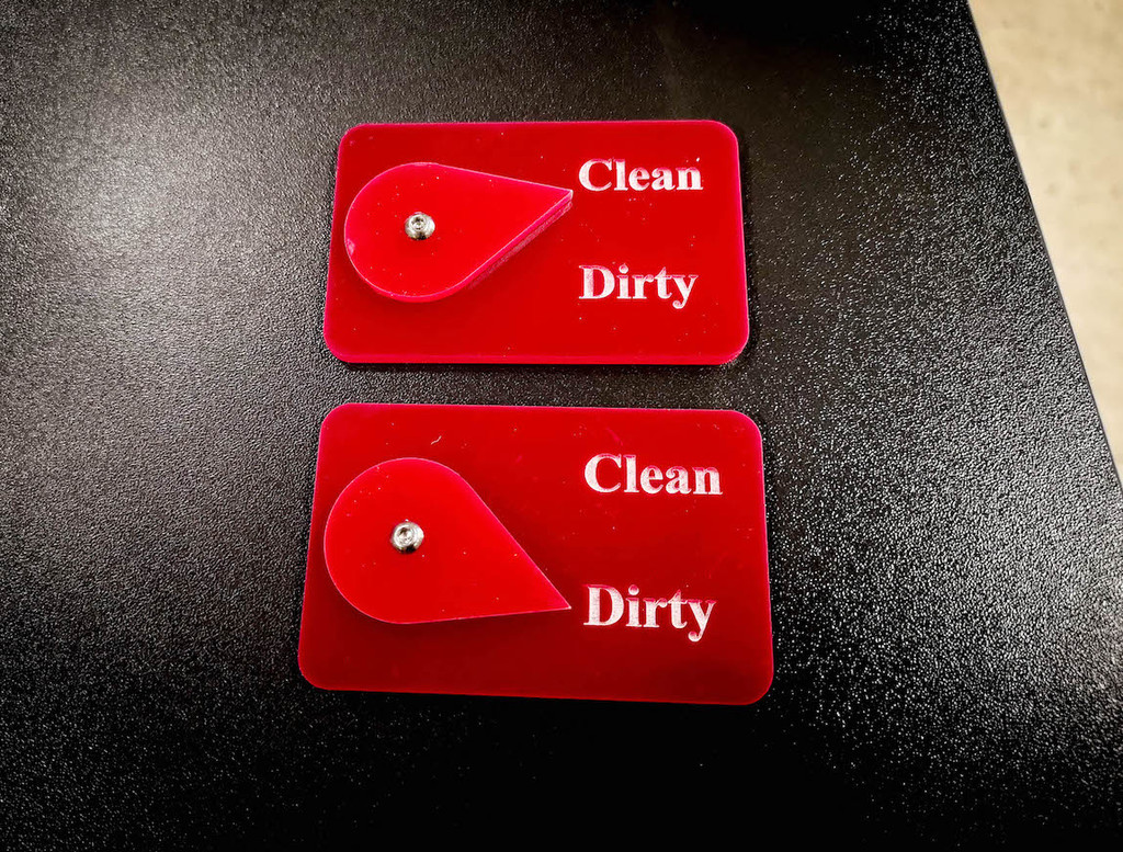 Dishwasher clean dirty sign laser cut