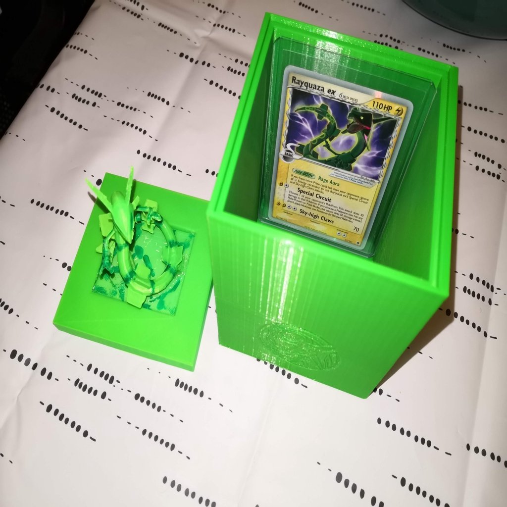 Rayquaza pokemon card box with figure lid Remix and merge