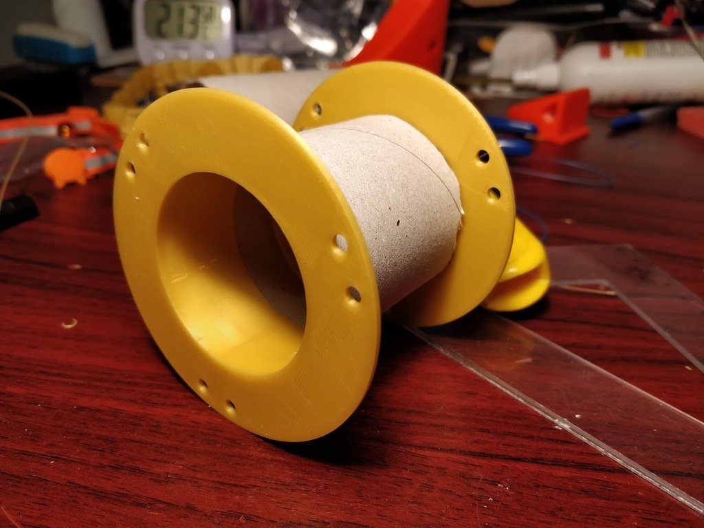 Wire spool from paper towel tube