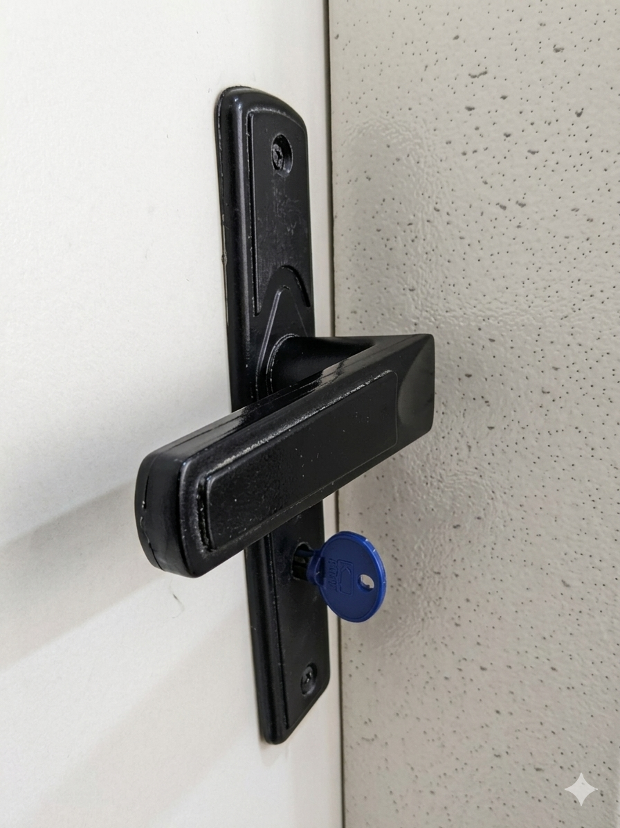 Solid Square Bathroom Key & Rounded Wall Mount (Child Safety) / Chave Quadrada de Emergência para Banheiro e Suporte de Parede Arredondado