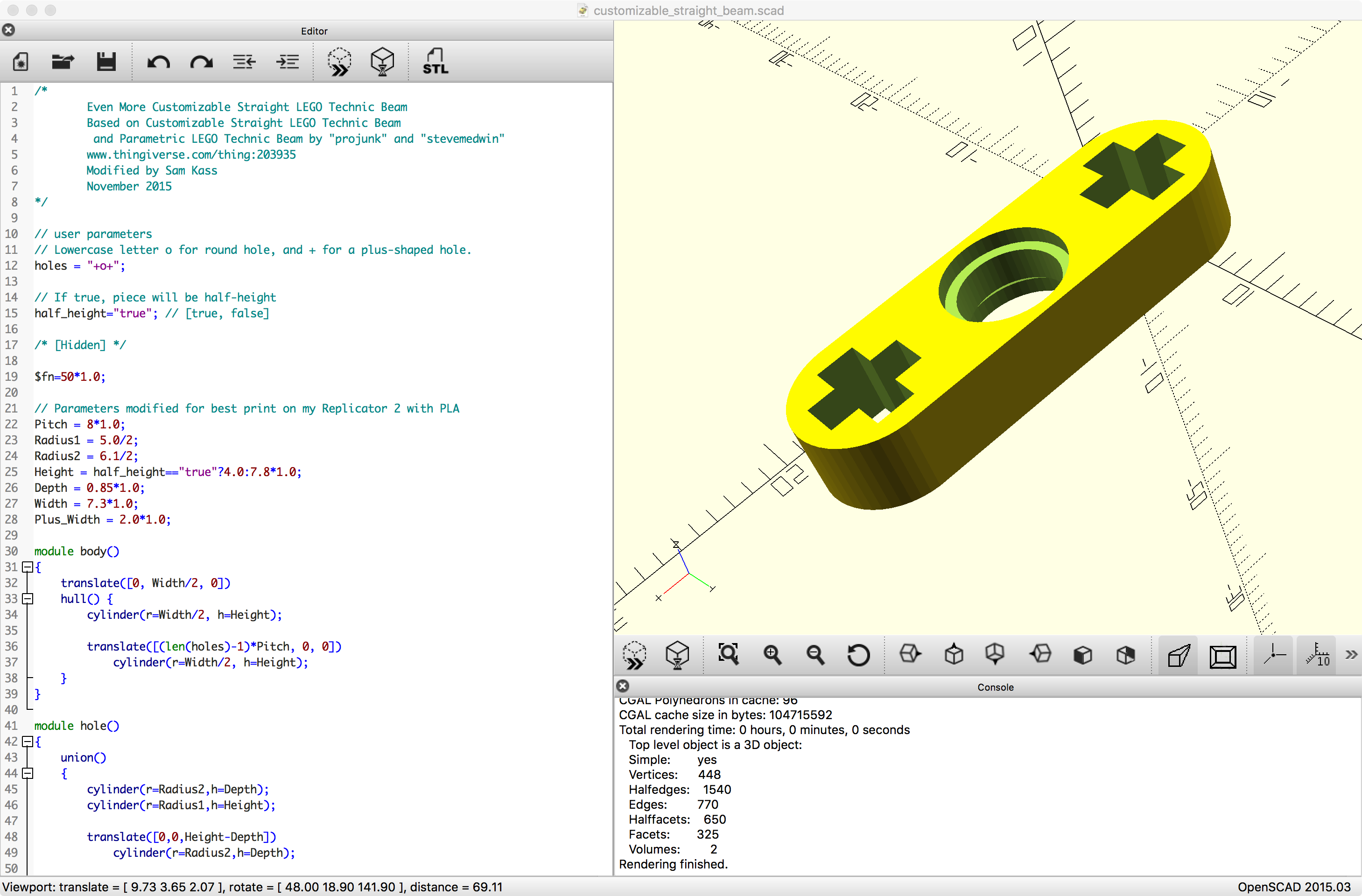 Even More Customizable Straight Beam for LEGO Technic