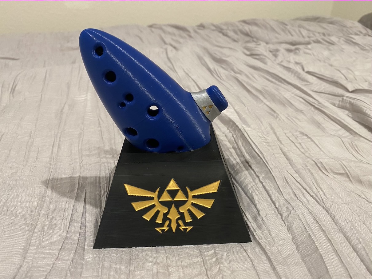 Zelda Themed Ocarina Base/Stand with Mouthpiece Slot