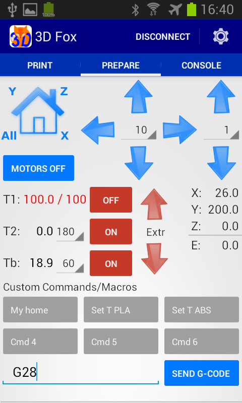 Android App to control Prusa i3 and other printers via Wifi, Bluetooth and USB