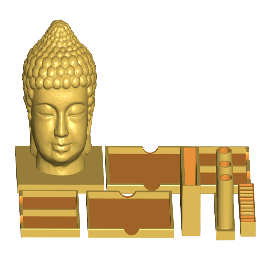 Buddha Postit Note, Pen, USB, SD, Micro-SD Holder (Modular Office Desk Organizer)