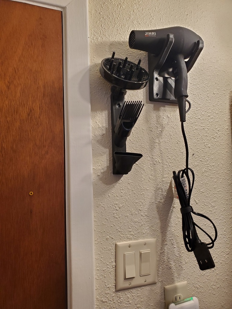 Blow dryer mount and accessory rack