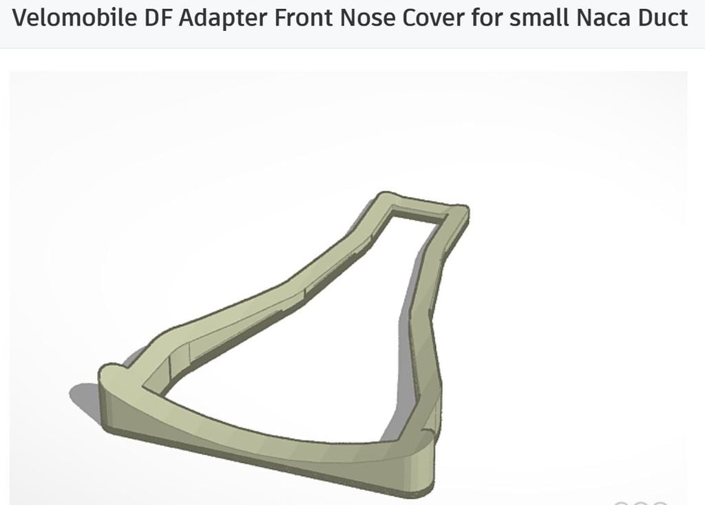 Velomobile DF Adapter Front Nose Cover for small Naca Duct