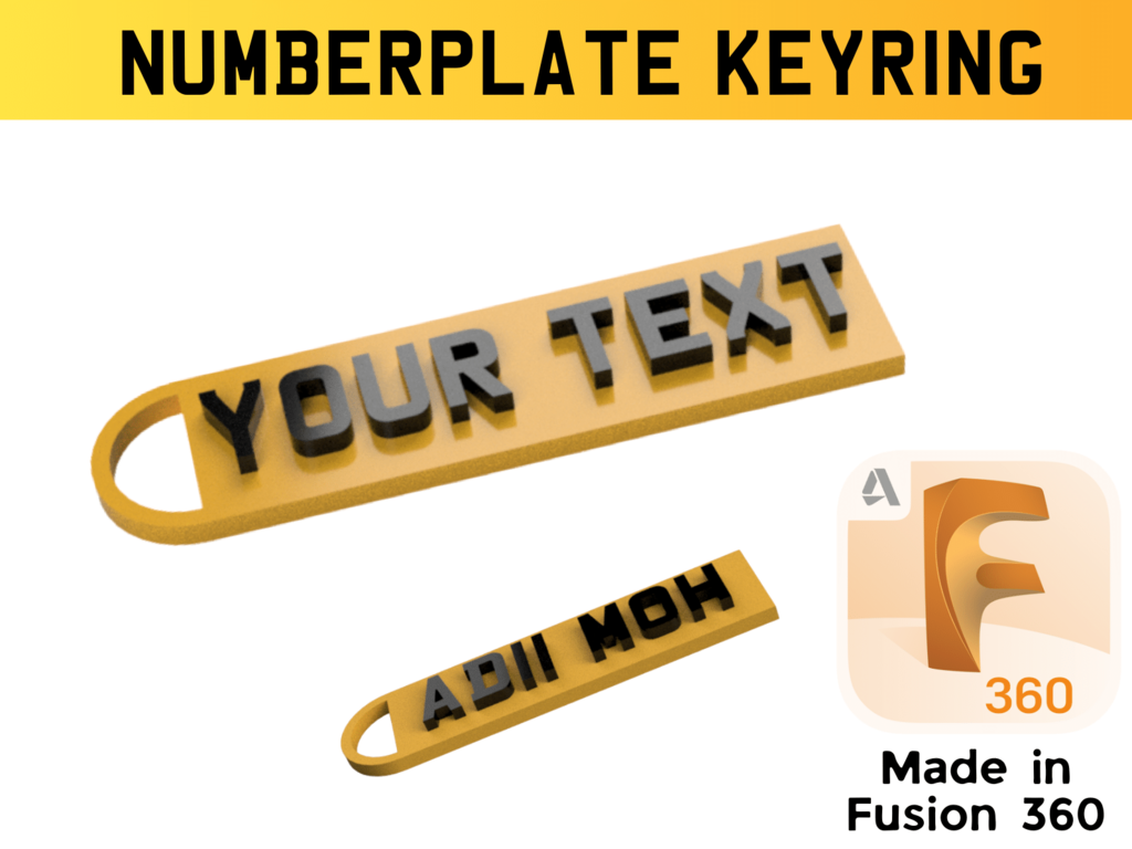 Numberplate Keyring (Fusion 360 F3D)