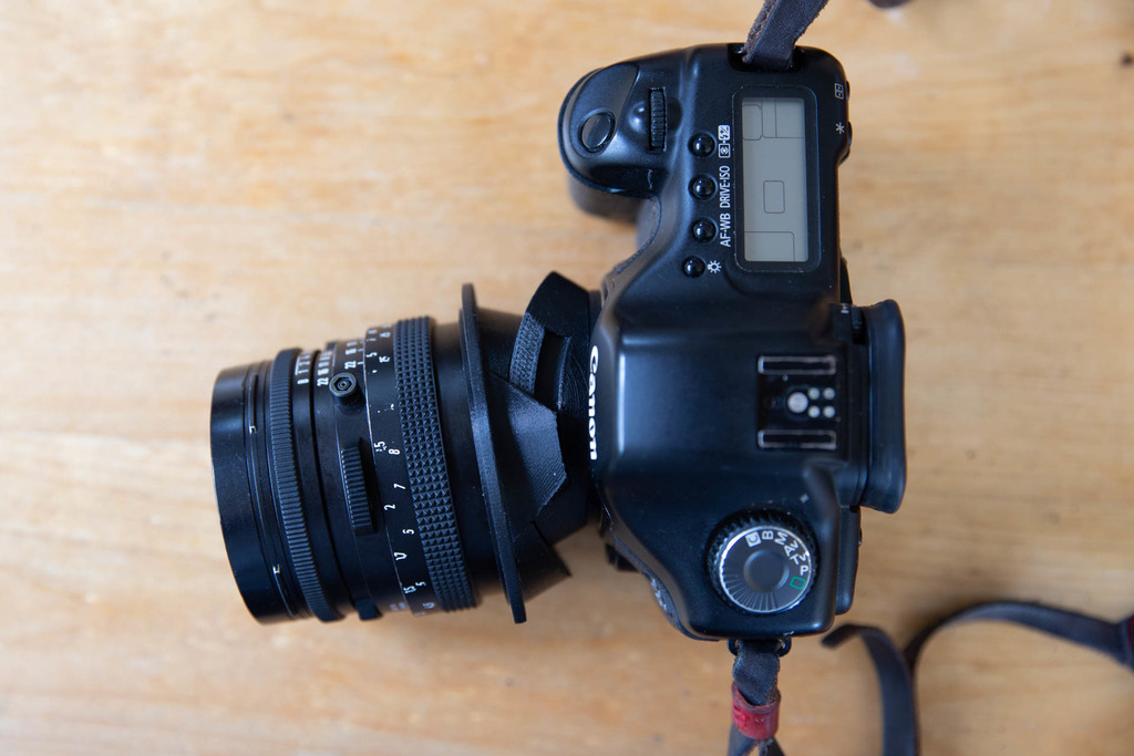Canon EF body to Hasselblad V lens tilt adapter