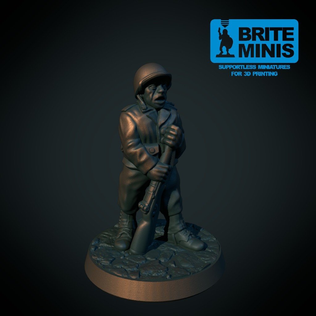WW2 US Infantry 28mm (supportless, FDM friendly)