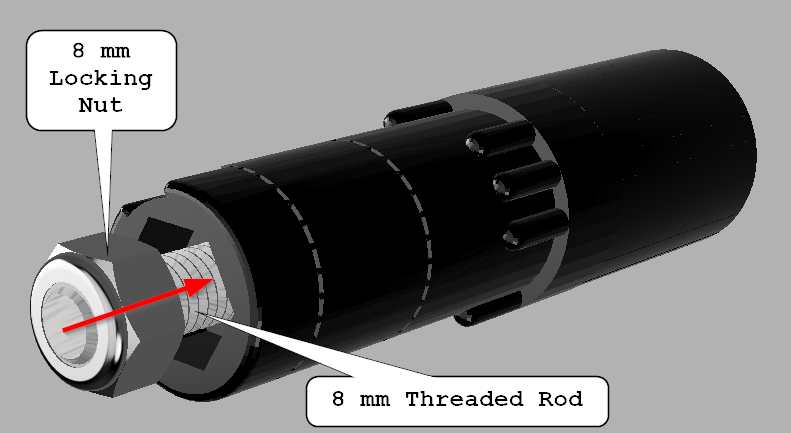 Extended Scotty Oar Lock Post for 8mm threaded rod