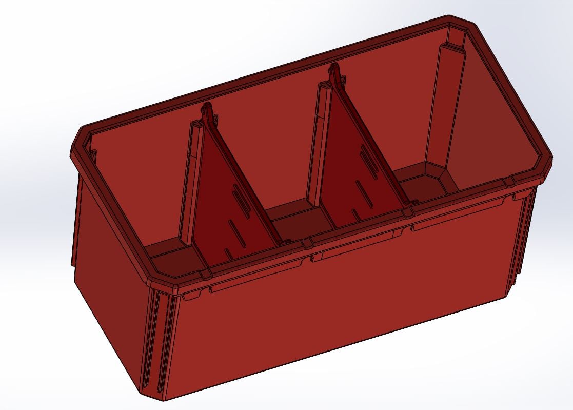 Milwaukee Packout Compatible Organizer - 3 Cavity Divided Rectangular Bin