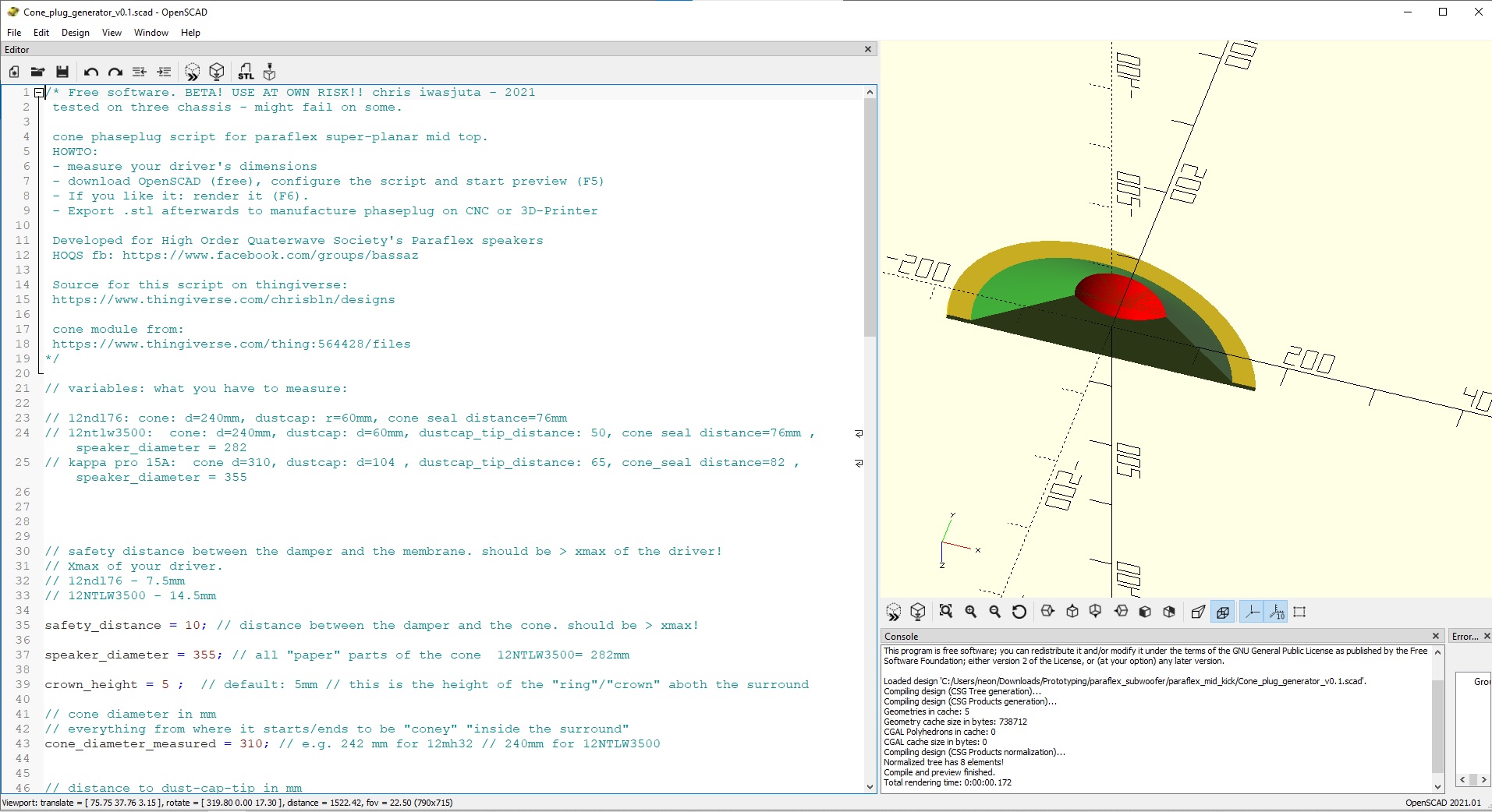 Parametric Cone Plug Generator