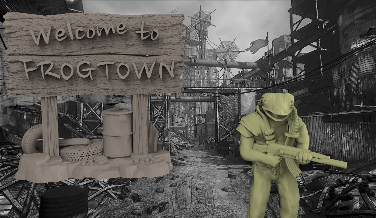 Welcome to Frog Town Sign - Hell Comes to Frog Town