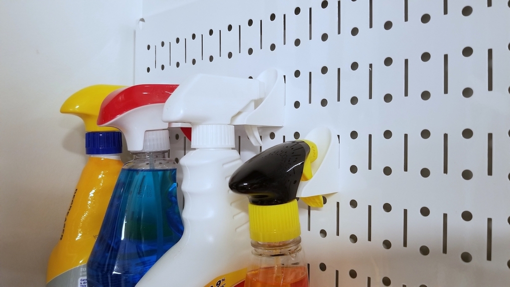 	Spray Bottle Holder for Wall Control (and other boards, too)