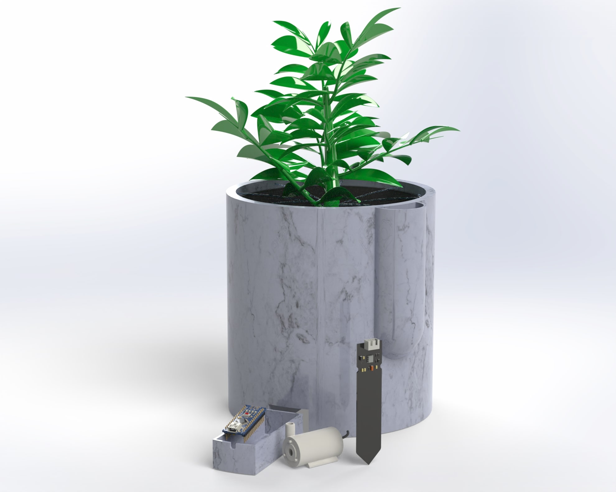 Self watering plant pot with moisture measurement