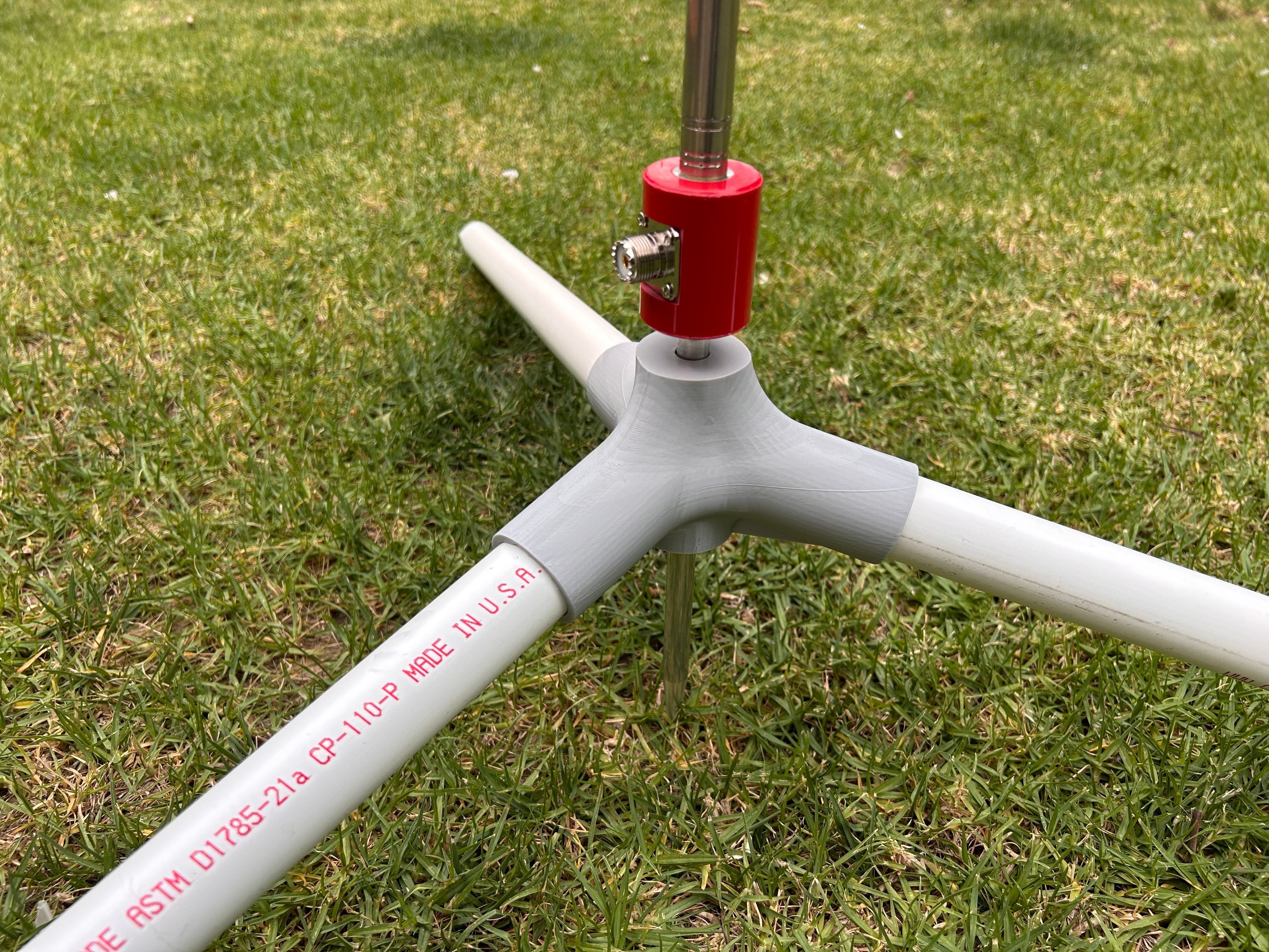Tripod for ground stake vertical ham antennas