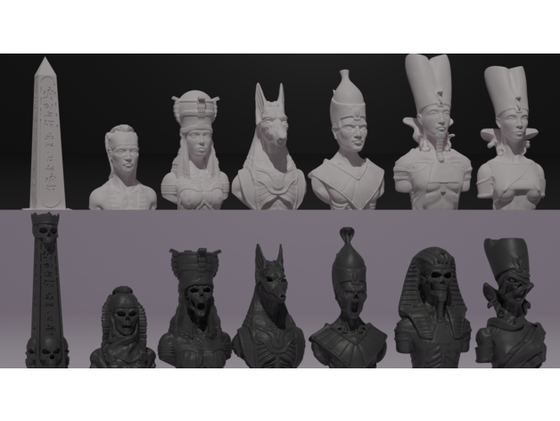 Complete Egyptian chess all undead and ALL regular (original rook and pawn) by Rickdu29