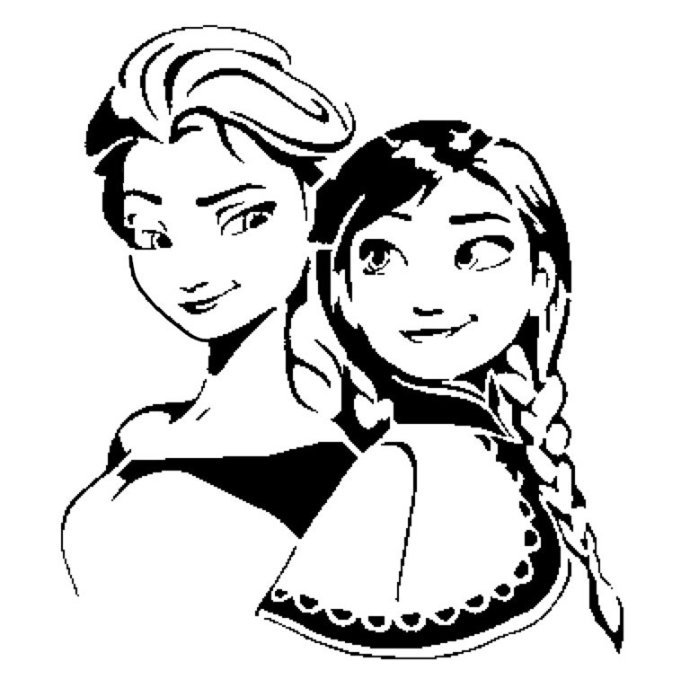 Elsa and Anna stencil