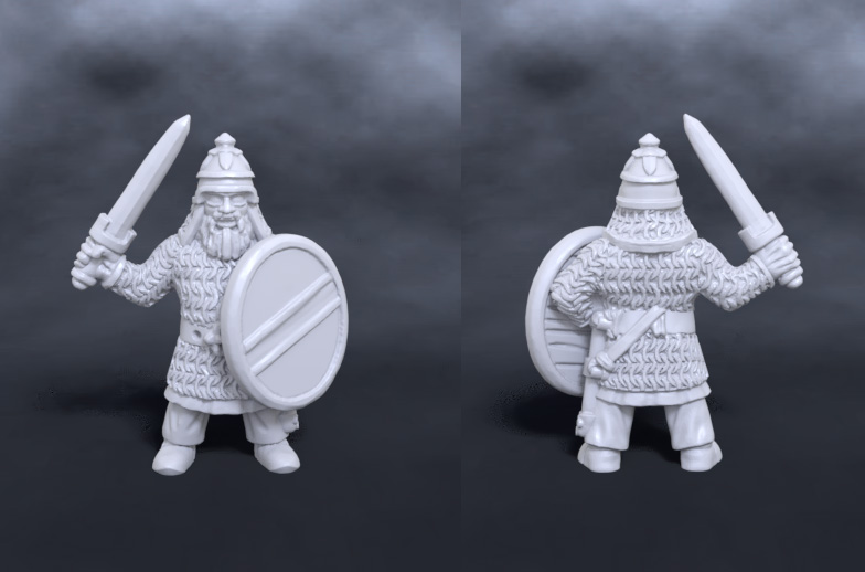Dwarven warrior with sword and shield