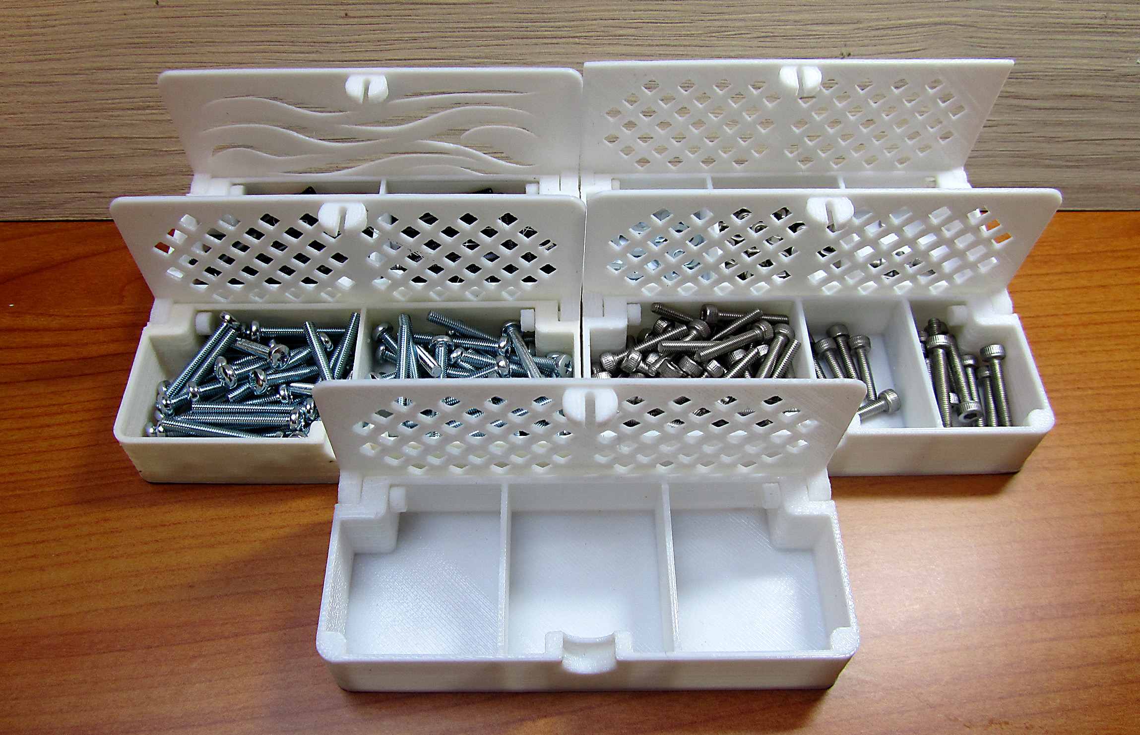 Box with hidden hinges and click lock